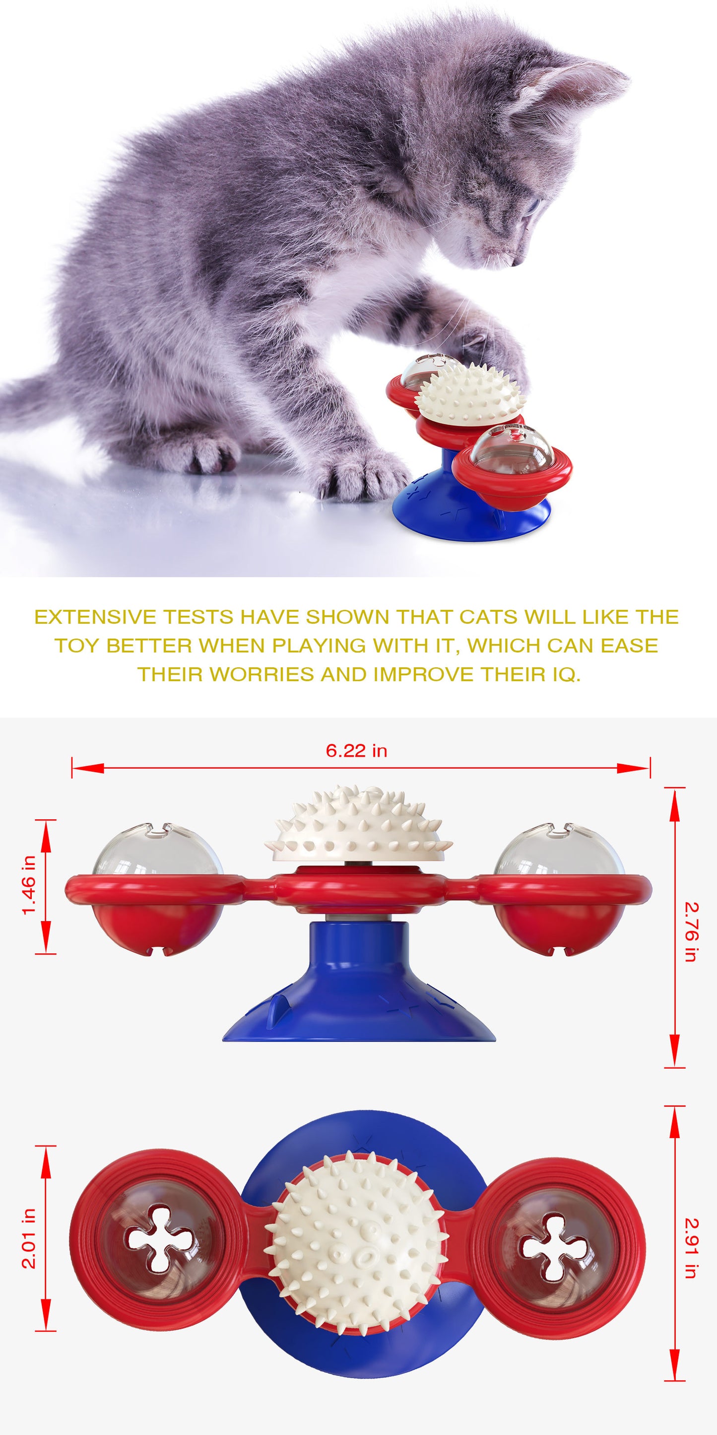 風車猫用おもちゃ、猫用パズルゲーム、子猫用回転台付き