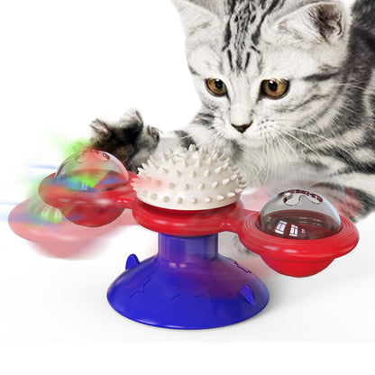 風車猫用おもちゃ、猫用パズルゲーム、子猫用回転台付き