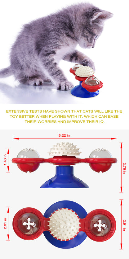 風車猫用おもちゃ、猫用パズルゲーム、子猫用回転台付き